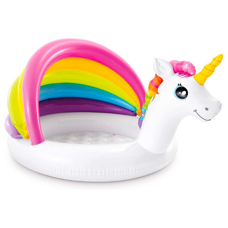 Unicorn kinderzwembad in de vorm van eenhoorn met regenboog kleuren