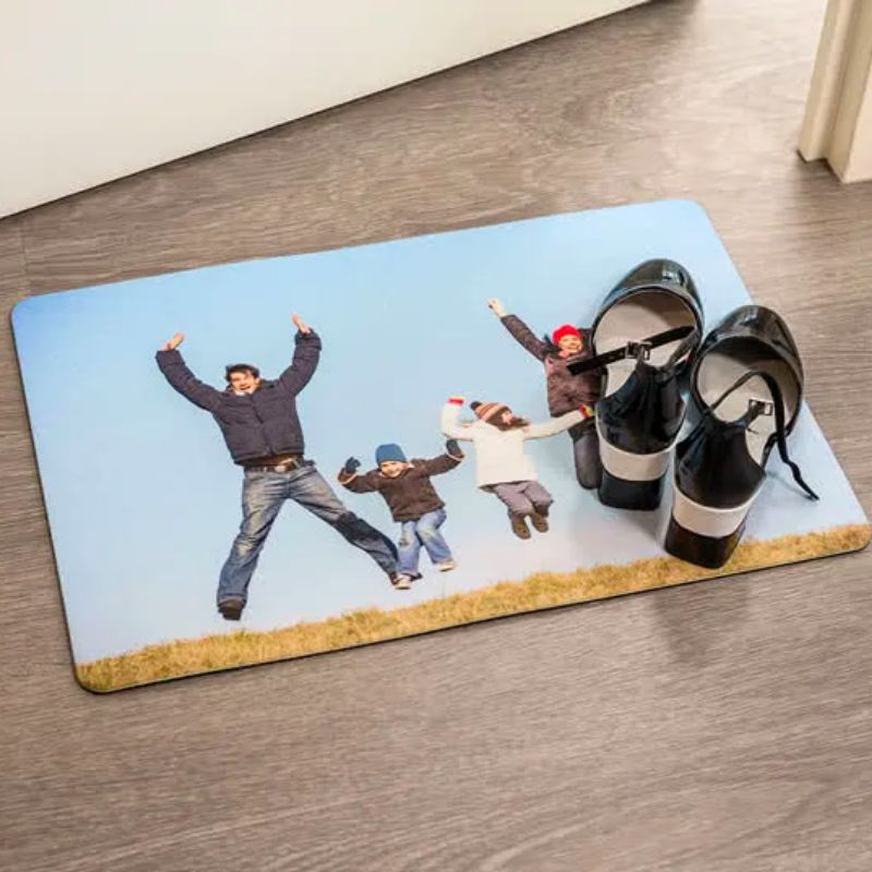 Gepersonaliseerde deurmat met foto van familie